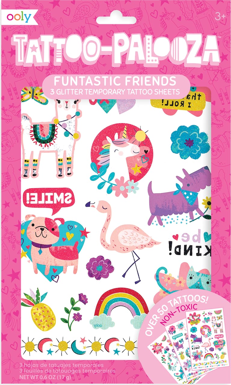 OOLY Tattoo-Palooza Funtastic Friends Temporary Glitter Tattoo Set